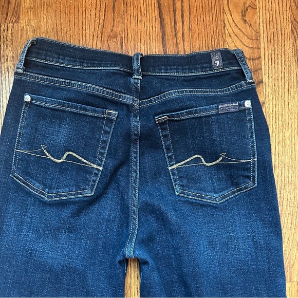 7 For All Mankind Dark Blue High Waist Slim Kick Jeans - Picture 4 of 11